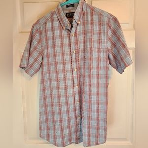 (2068) Chaps Men's Short Sleeve Button Down Shirt,  Size: Small Color: Blue/Red